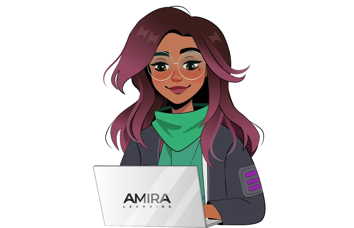 Amira using a laptop