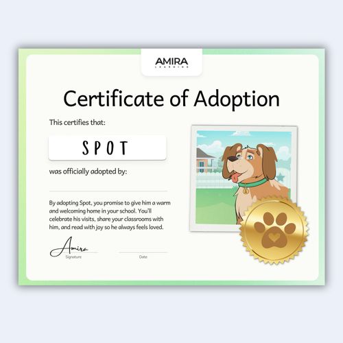 Spot Adoption Certificate preview